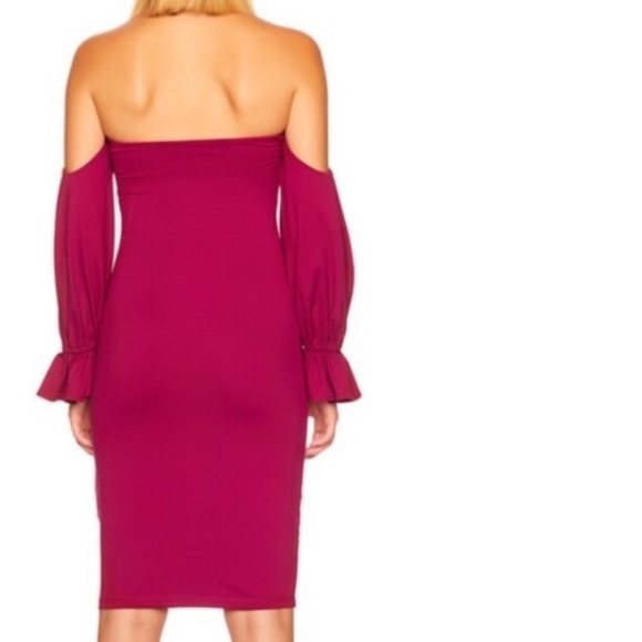 Susana Monaco off shoulder peasant sleeve midi dress in raspberry Size XL nwt - Picture 2 of 6